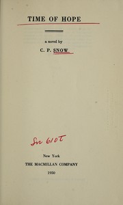 Cover of: Time of hope by C. P. Snow