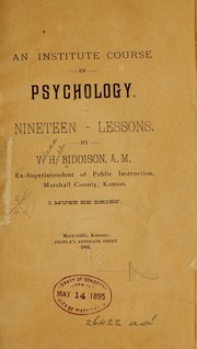 Cover of: An institute course in psychology