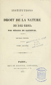 Cover of: Institutions du droit de la nature et des gens