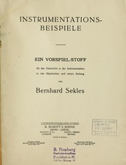 Cover of: Instrumentationsbeispiele by Bernhard Sekles