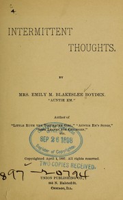 Cover of: Intermittent thoughts