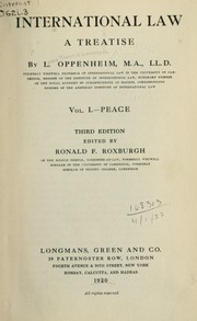 Cover of: International law: a treatise