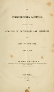 Cover of: An introductory lecture by Beck, John B.