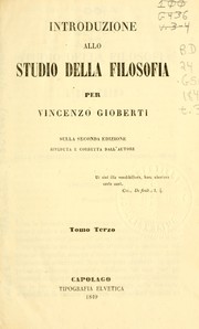 Cover of: Introduzione allo studio della filosofia by Vincenzo Gioberti, Vincenzo Gioberti