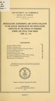 Cover of: Investigation, experiments, and surveys relative to the aquatic resources of the United States