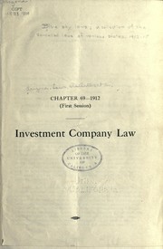 Cover of: Investment company law