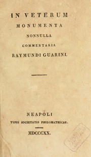 In veterum monumenta nonnulla by Raimondo Guarini