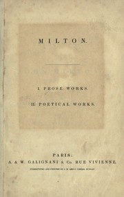 Cover of: I. Prose works: II. Poetical works