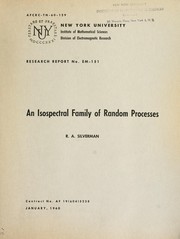 Cover of: An isospectral family of random processes by Richard A. Silverman