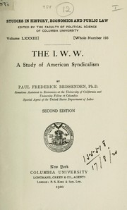 Cover of: The I.W.W.: a study of American syndicalism