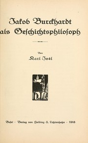 Cover of: Jakob Burckhardt als geschichtsphilosoph