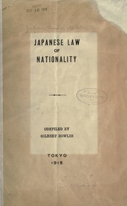 Cover of: Japanese law of nationality
