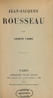 Cover of: Jean-Jacques Rousseau