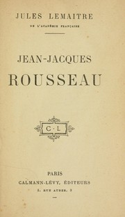 Cover of: Jean-Jacques Rousseau