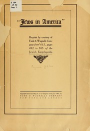 Cover of: "Jews in America": re-print by courtesy of Funk & Wagnalls company from vol. I., pages 492 to 505 of the Jewish encyclopedia...