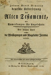 Cover of: Johann David Michaelis deutsche Uebersetzung des Alten Testaments by Johann David Michaelis