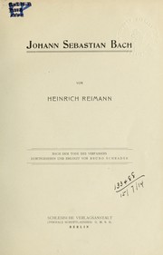 Cover of: Johann Sebastian Bach by Heinrich Reimann