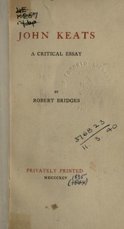 Cover of: John Keats, a critical essay