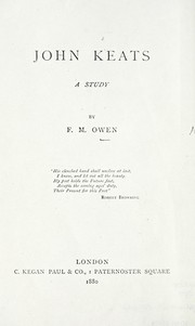 Cover of: John Keats: a study.