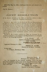 Cover of: Joint resolution of the General Assembly of the state of Louisiana relative to claims against the Confederate government by Louisiana. Legislature