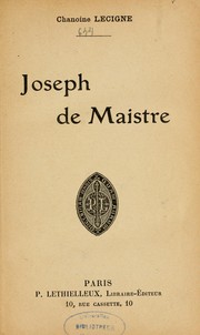 Cover of: Joseph de Maistre by C. Lecigne