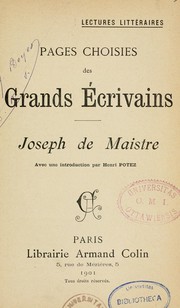 Cover of: Joseph de Maistre