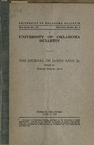cover of The journal of James Akin, Jr