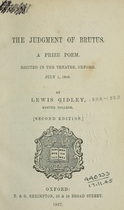 Cover of: The judgment of Brutus, a prize poem by Lewis Gidley