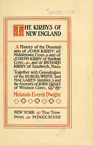 The Kirbys of New England by Melatiah Everett Dwight