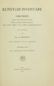 Cover of: Künstler-Inventare by Abraham Bredius