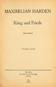 Cover of: ... Krieg und friede ...