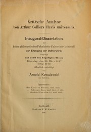 Cover of: Kritische Analyse von Arthur Colliers Clavis universalis