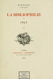 Cover of: La bibliophilie en 1891/92-94