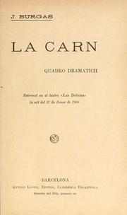 Cover of: La carn: quadro dramatich