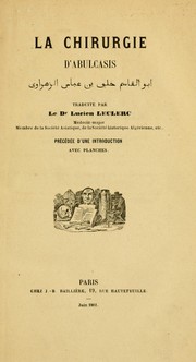 Cover of: La chirurgie d'Abulcasis by Abū al-Qāsim Khalaf ibn ʻAbbās al-Zahrāwī