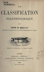 Cover of: La classification palethnologique by Adrien de Mortillet