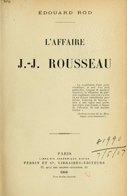 Cover of: L'affaire J.J. Rousseau