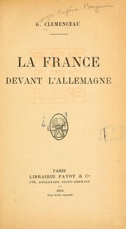 Cover of: La France devant l'Allemagne