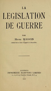 Cover of: La législation de guerre by Henri Masson