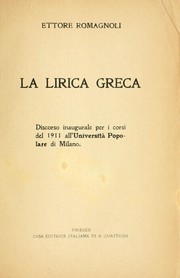 Cover of: La lirica greca by Ettore Romagnoli