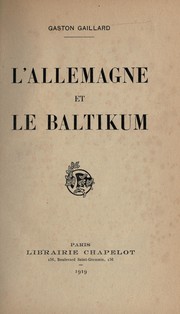 Cover of: L'Allemagne et le Baltikum