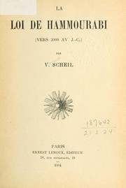 Cover of: La loi de Hammourabi by Scheil, Vincent