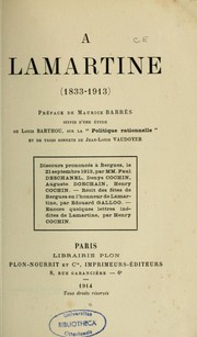 Cover of: A Lamartine (1833-1913)