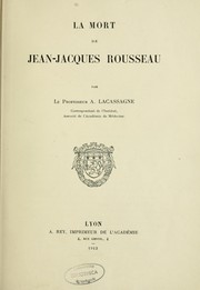 Cover of: La Mort de Jean-Jacques Rousseau