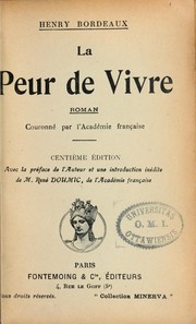 Cover of: La peur de vivre: roman ...