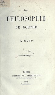 Cover of: La philosophie de Goethe