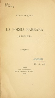 Cover of: La poesia barbara in Ispagna