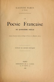 Cover of: La poésie française au quinzième siècle
