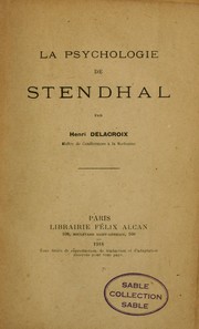 Cover of: La psychologie de Stendhal
