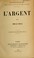 Cover of: L' argent